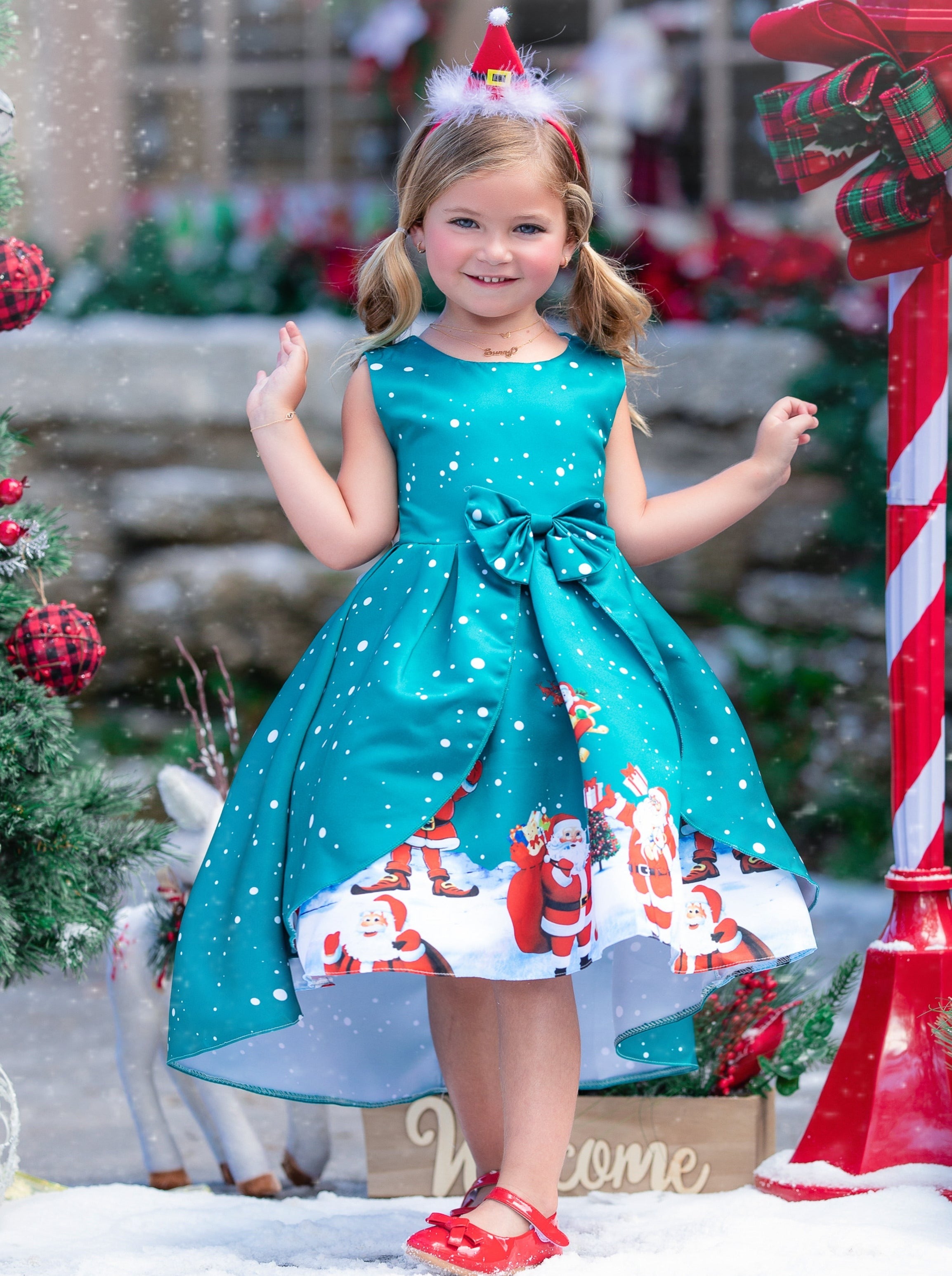 Santa Time Holiday Scene Dress – Mia Belle Girls