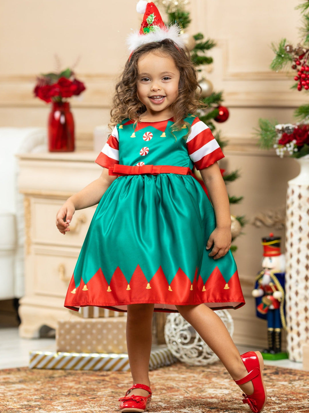 Christmas Special Occasion Dress | Girls Elf Holiday Party Dress