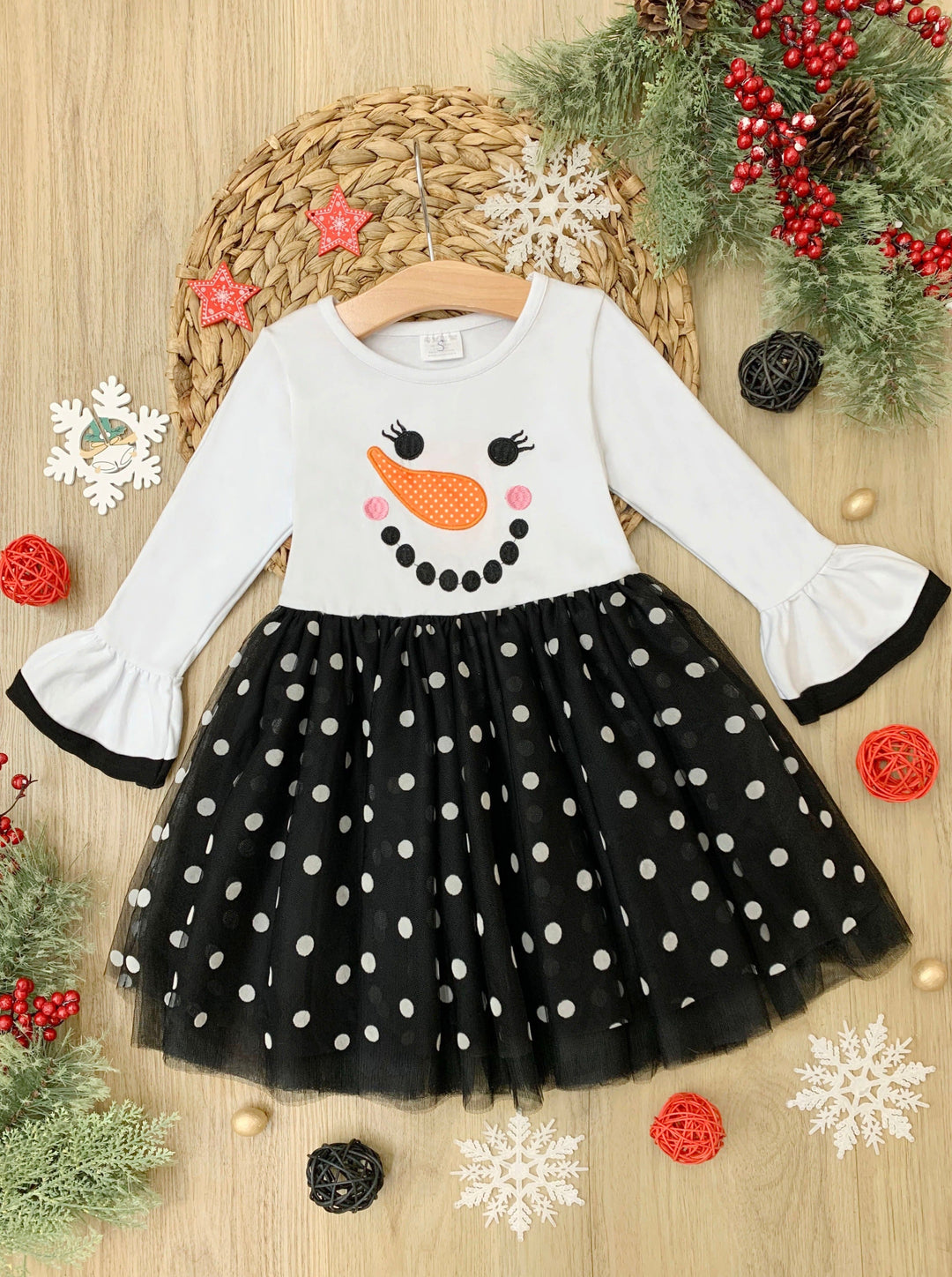 Cute Winter Dresses | Snowman Polka Dot Tutu Dress | Holiday Dress