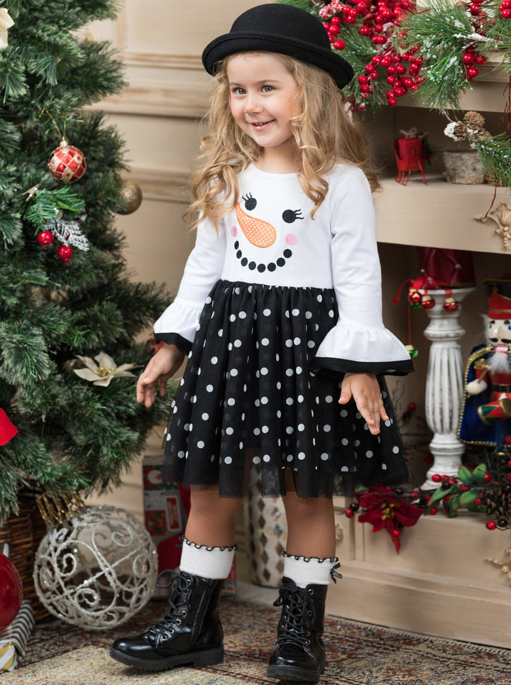 Cute Winter Dresses | Snowman Polka Dot Tutu Dress | Holiday Dress