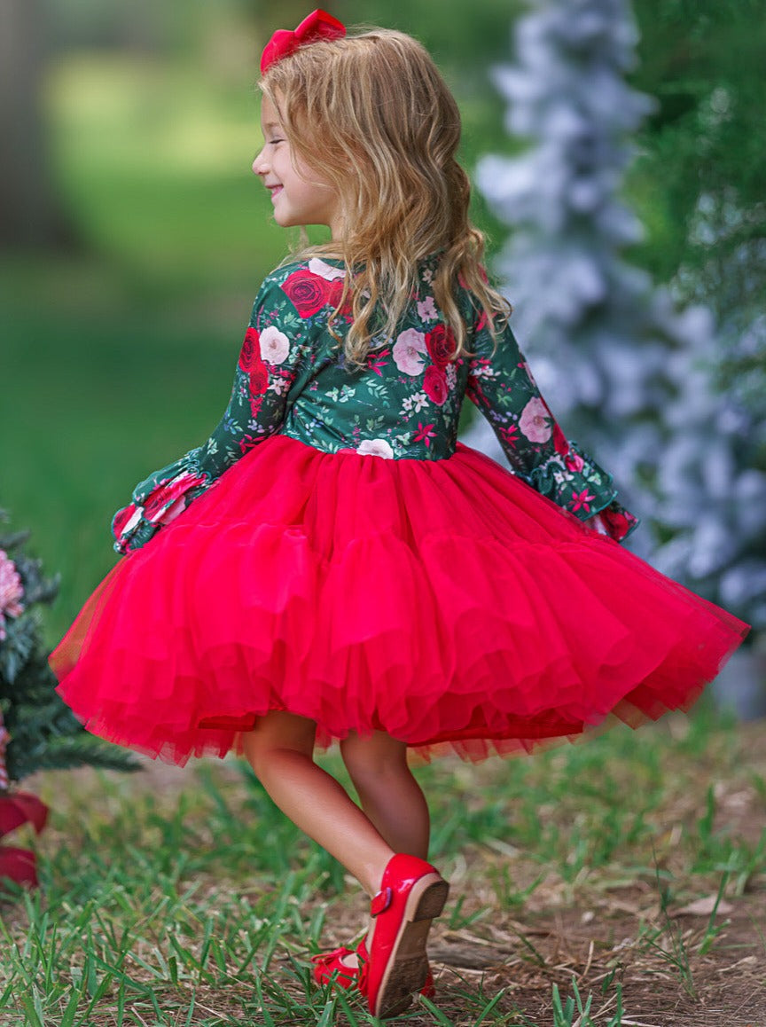 Cute Winter Dresses | Winter Floral Tutu Dress | Girls Boutique Dress