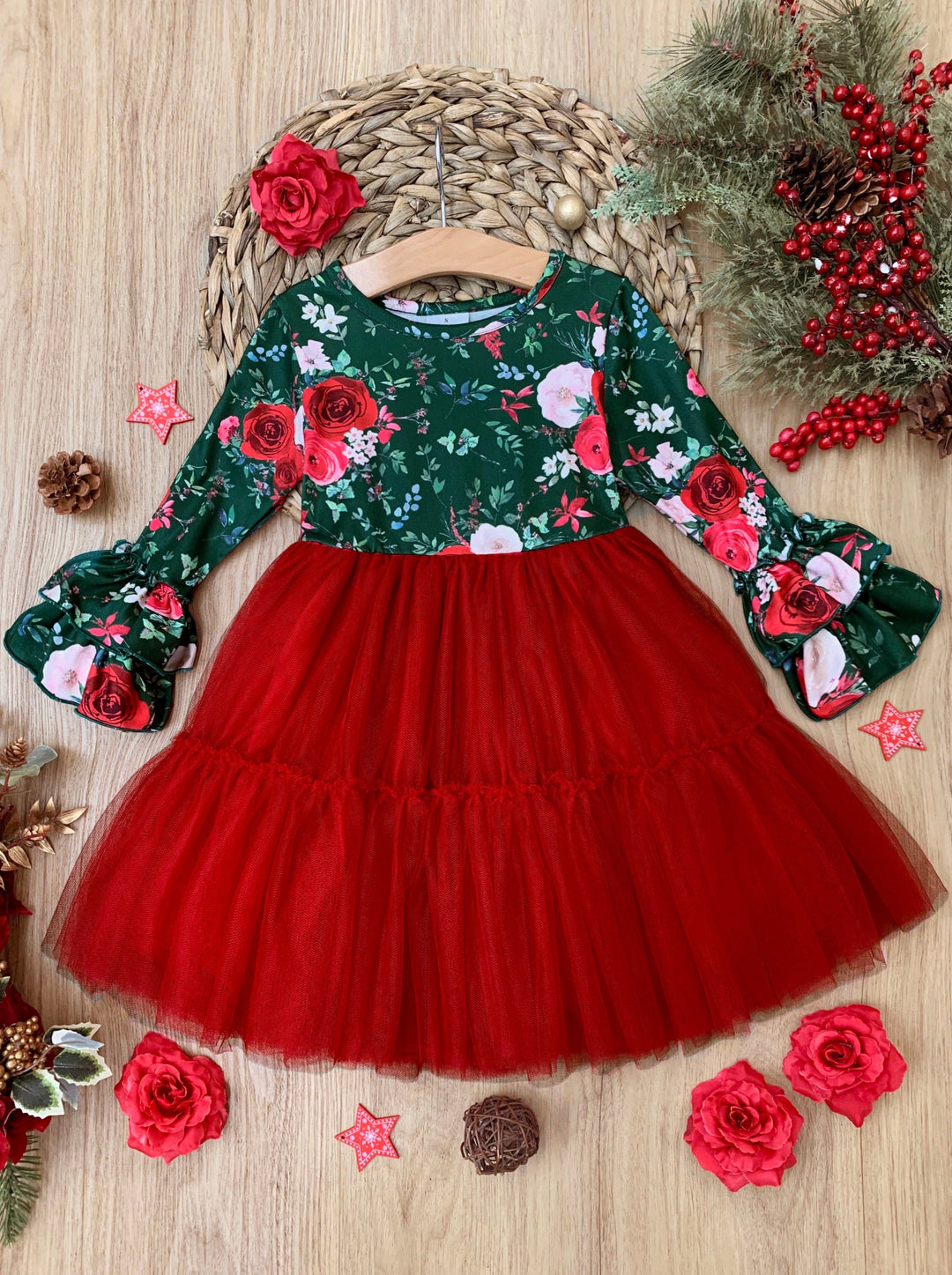 Cute Winter Dresses | Winter Floral Tutu Dress | Girls Boutique Dress