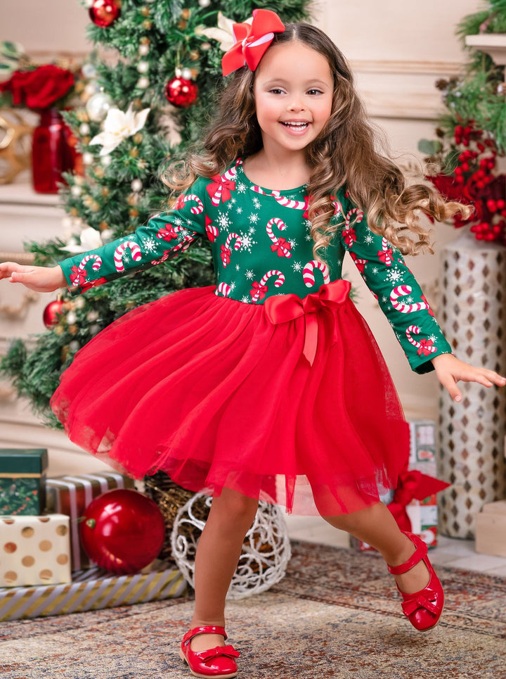 Cute Winter Dresses | Girls Candy Cane Tutu Dress | Holiday Dresses