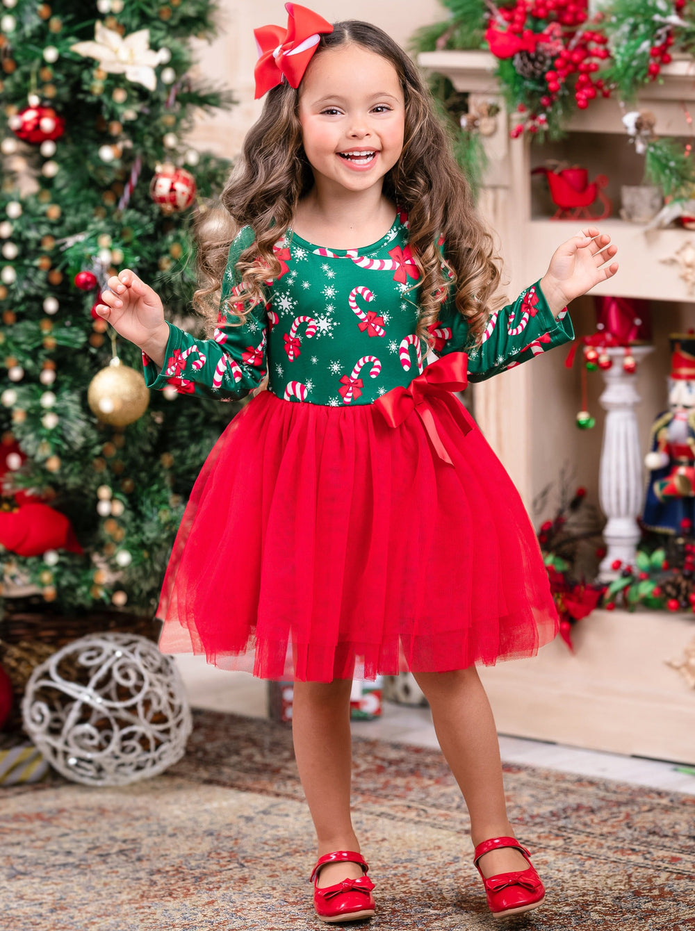 Cute Winter Dresses | Girls Candy Cane Tutu Dress | Holiday Dresses