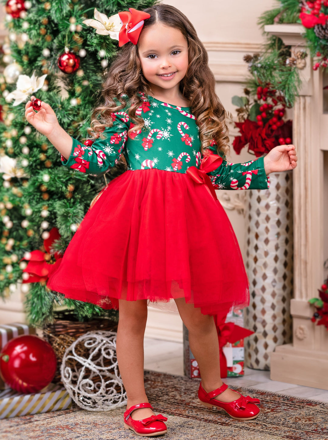 Cute Winter Dresses | Girls Candy Cane Tutu Dress | Holiday Dresses