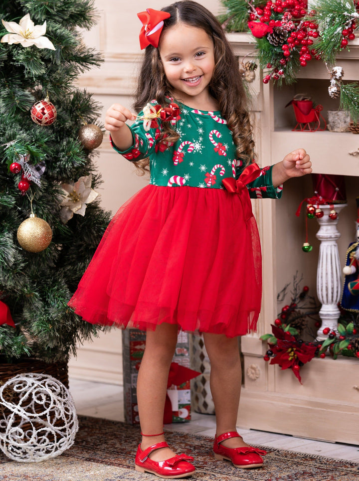 Cute Winter Dresses | Girls Candy Cane Tutu Dress | Holiday Dresses