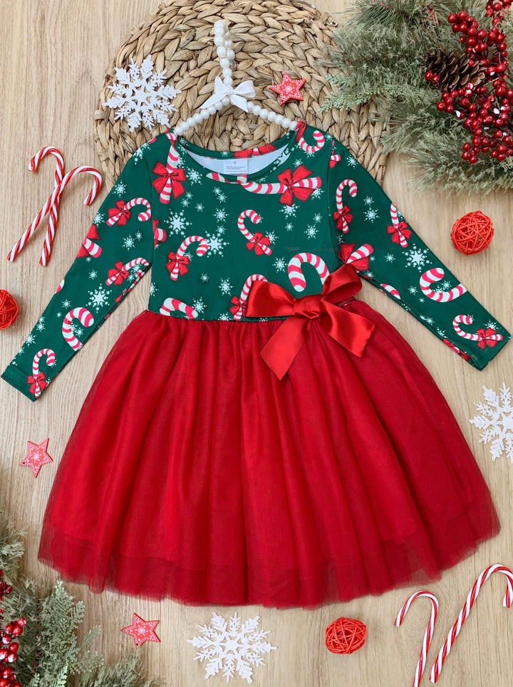 Cute Winter Dresses | Girls Candy Cane Tutu Dress | Holiday Dresses