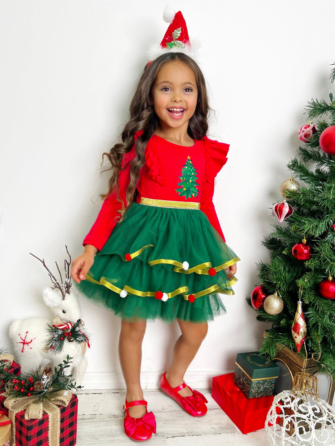 Mia Belle Girls Christmas Tree Tutu Dress | Girls Christmas Dresses