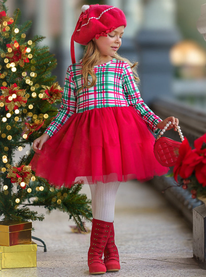 Mia Belle Girls Green Plaid Holiday Tutu Dress | Girls Holiday Dresses