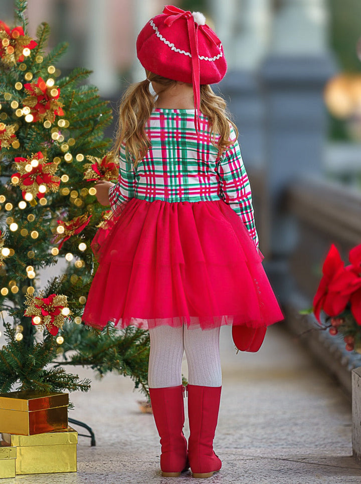 Mia Belle Girls Green Plaid Holiday Tutu Dress | Girls Holiday Dresses