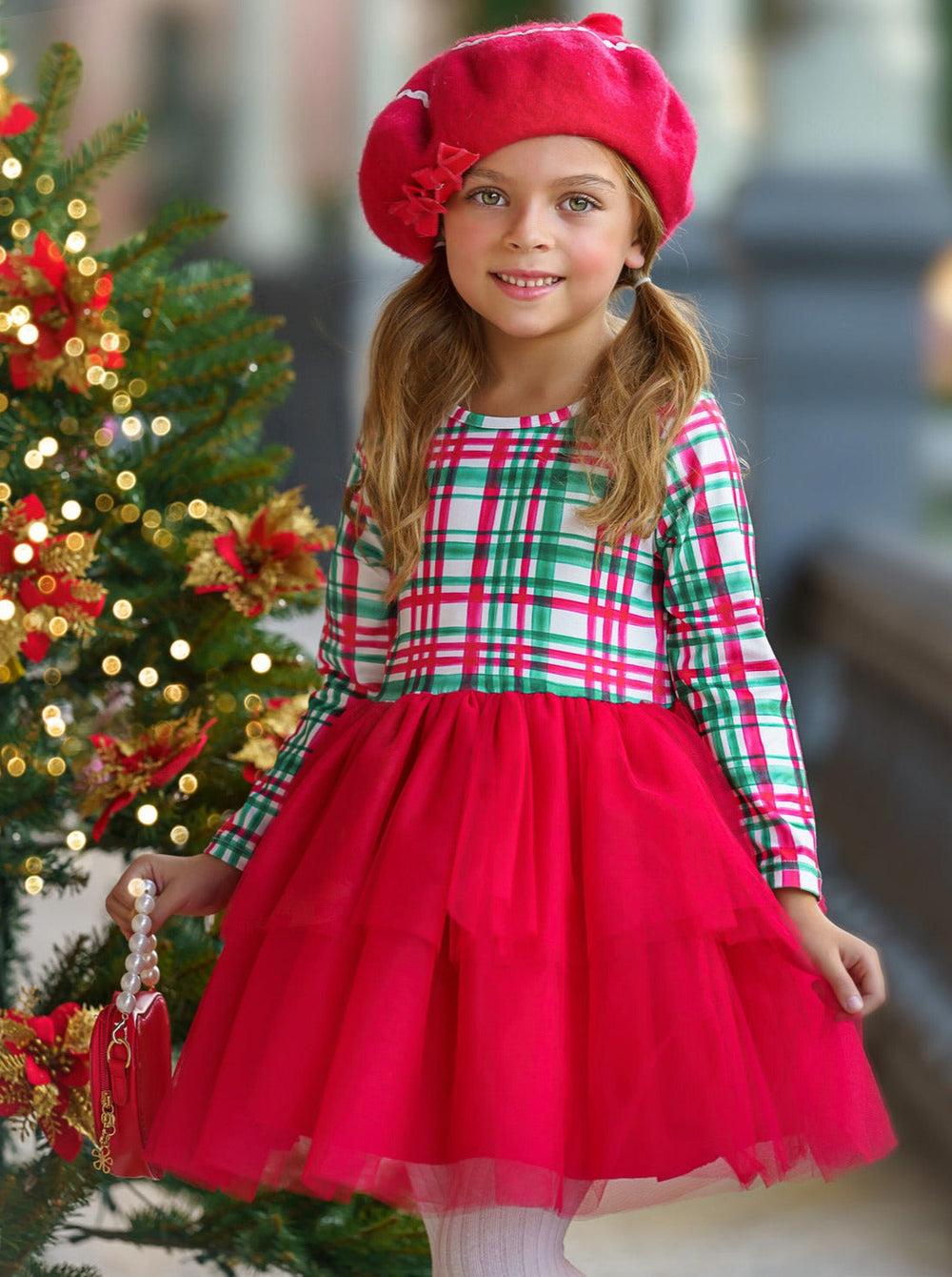 Mia Belle Girls Green Plaid Holiday Tutu Dress | Girls Holiday Dresses