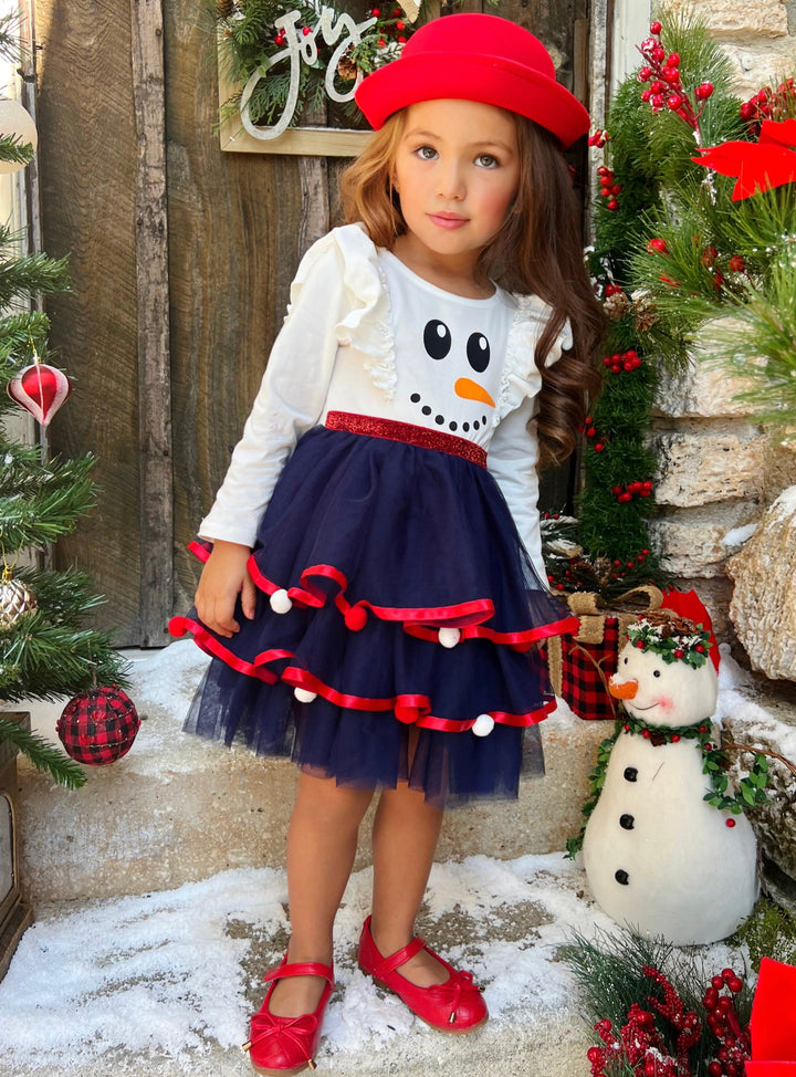 Mia Belle Girls Snowman Ruffle Tutu Dress | Girls Winter Dresses