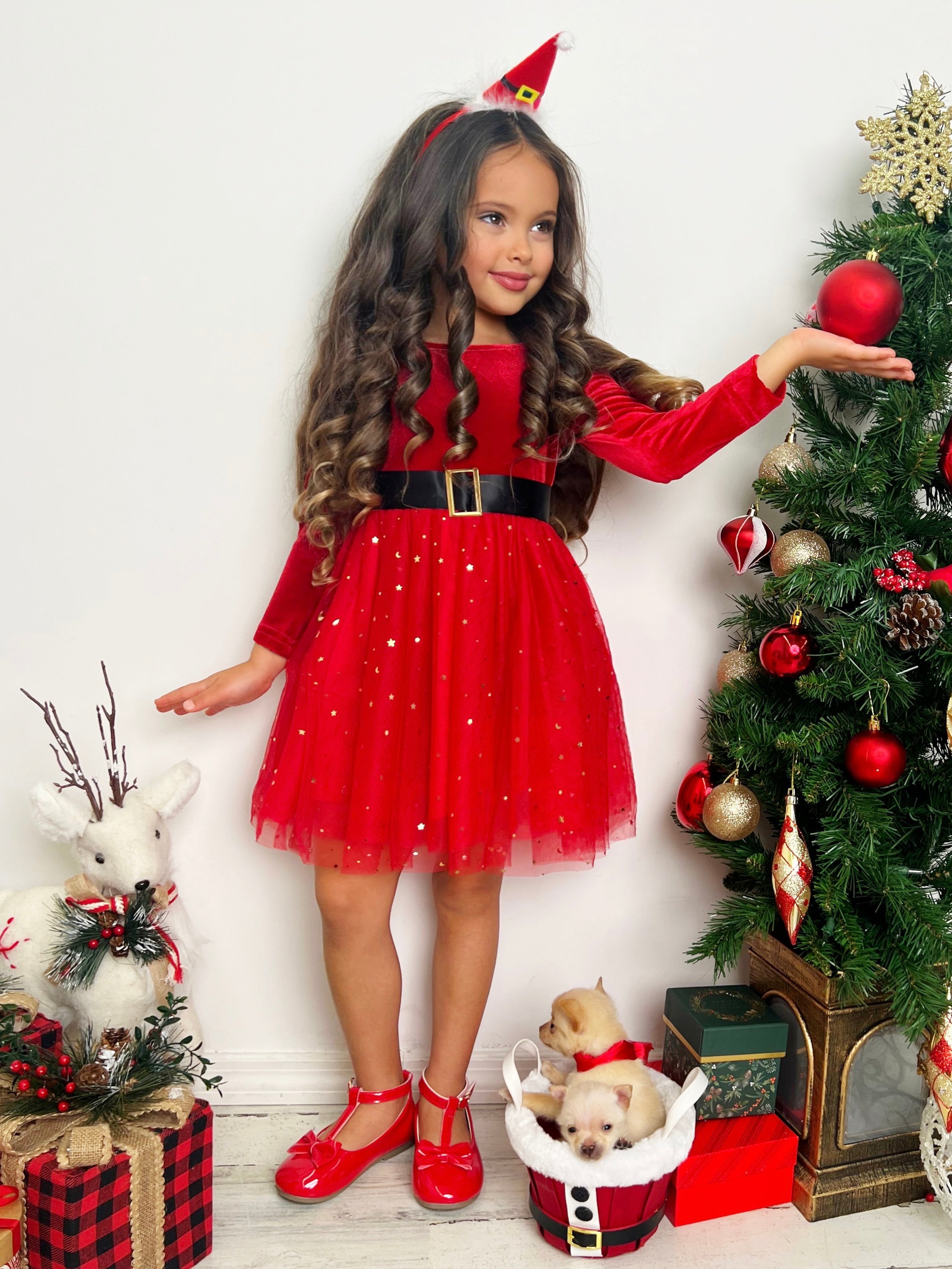 Santa s Little Sweetheart Velvet Christmas Dress Mia Belle Girls