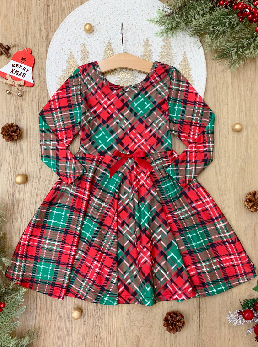 Mia Belle Girls Plaid Holiday Dress | Girls Winter Dresses