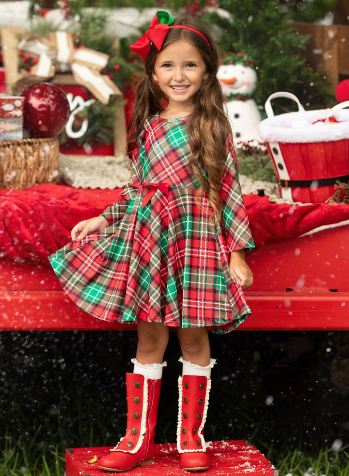 Mia Belle Girls Plaid Holiday Dress | Girls Winter Dresses