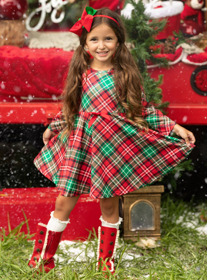 Mia Belle Girls Plaid Holiday Dress | Girls Winter Dresses