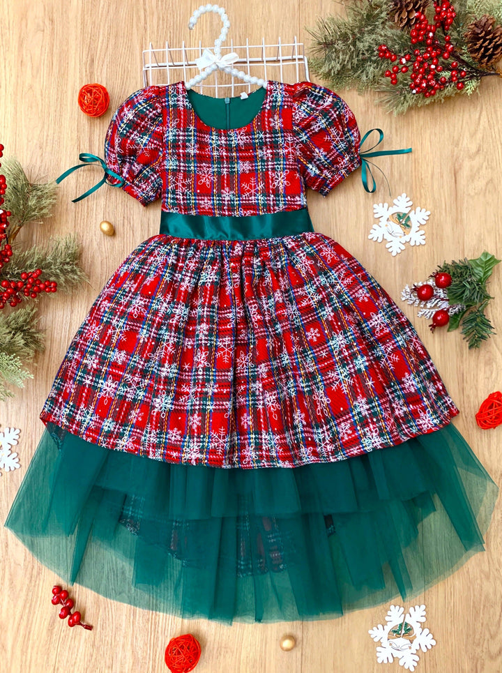 Mia Belle Girls Plaid Christmas Dress | Girls Holiday Dresses