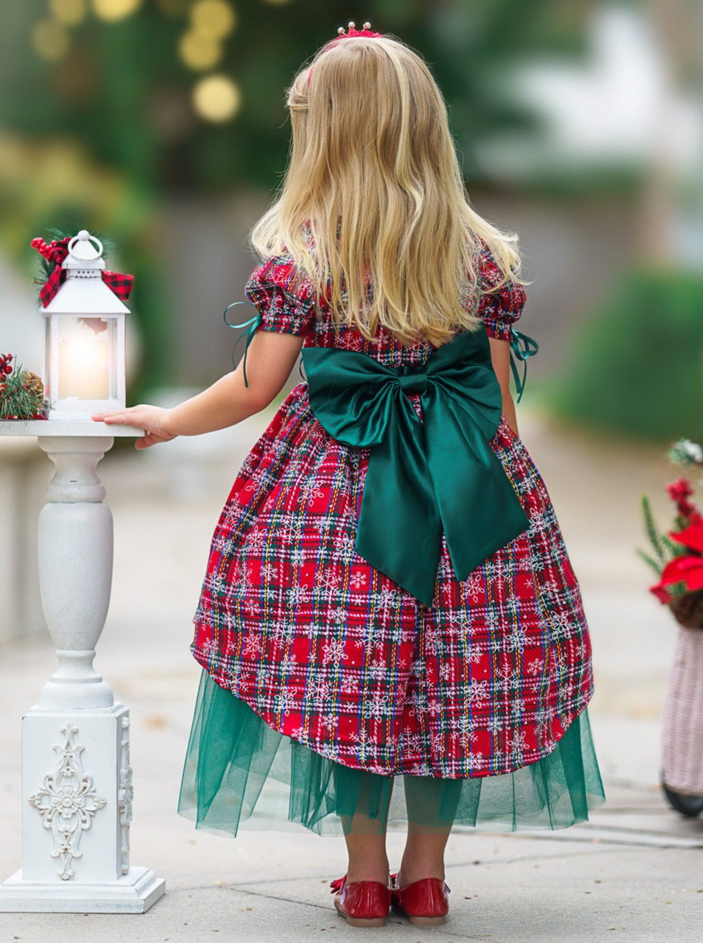 Mia Belle Girls Plaid Christmas Dress | Girls Holiday Dresses