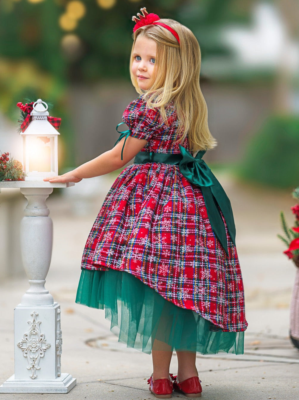 Mia Belle Girls Plaid Christmas Dress | Girls Holiday Dresses