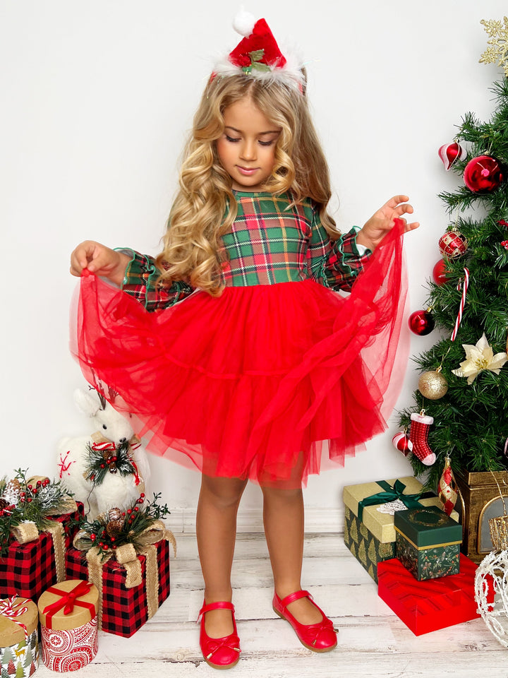 Mia Belle Girls Christmas Plaid Tutu Dress | Girls Winter Dresses