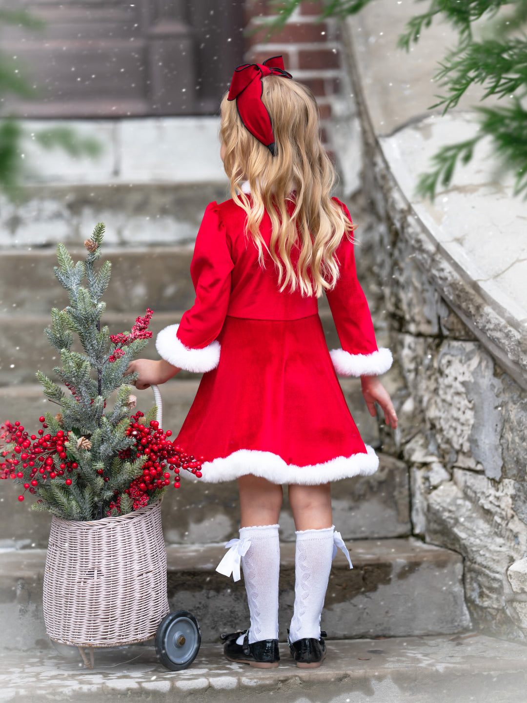 Festive Feelings Velour and Fur Trim Dress