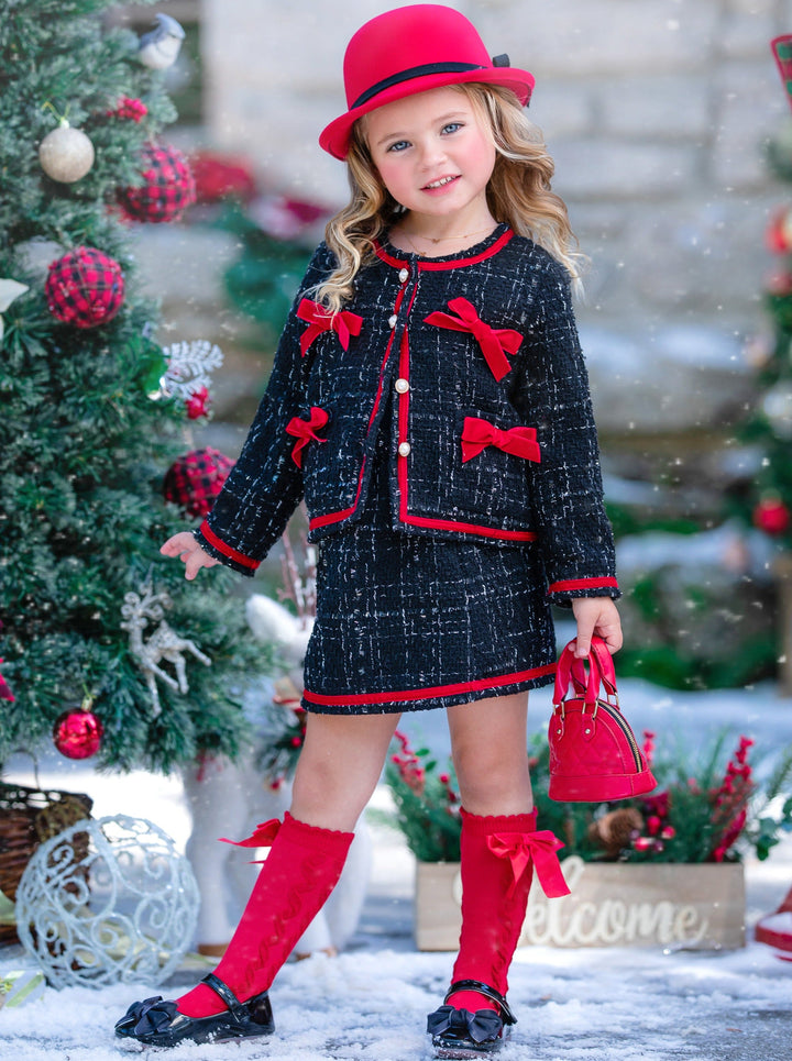 Cute Skirt Sets | Preppy Chic Tweed Blazer Skirt Set | Mia Belle Girls