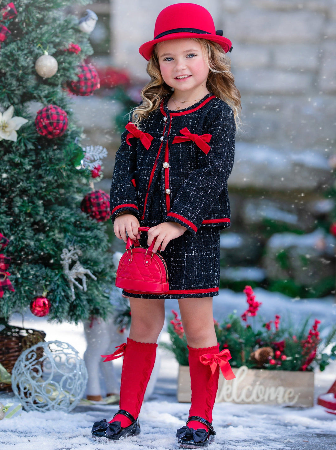 Cute Skirt Sets | Preppy Chic Tweed Blazer Skirt Set | Mia Belle Girls