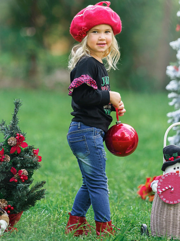 Winter Casual Sets | Just A Girl Who Loves Christmas Patched Jean Set