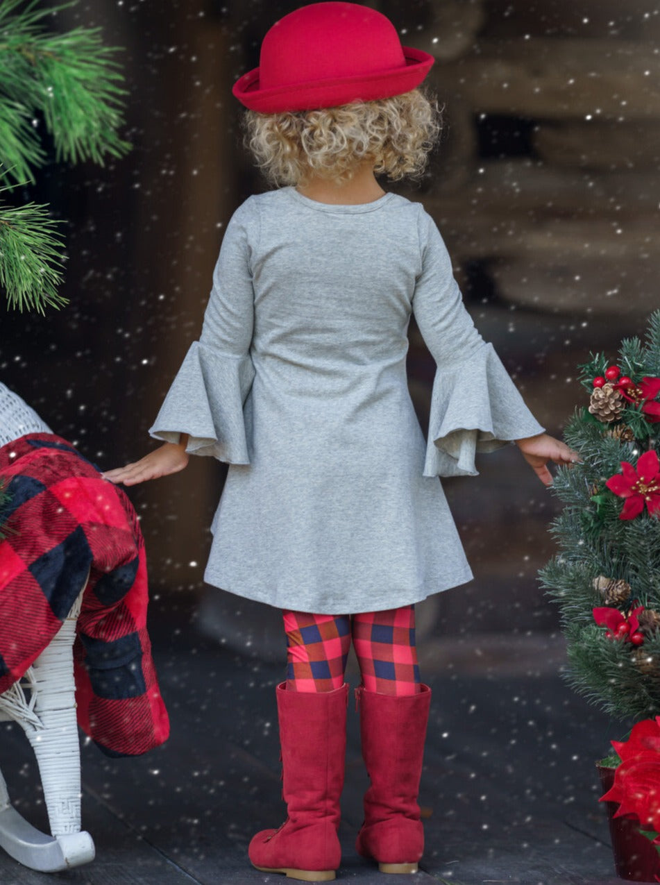 Toddler Christmas Clothes | Girls Hi-Lo Tunic Plaid Print Legging Set