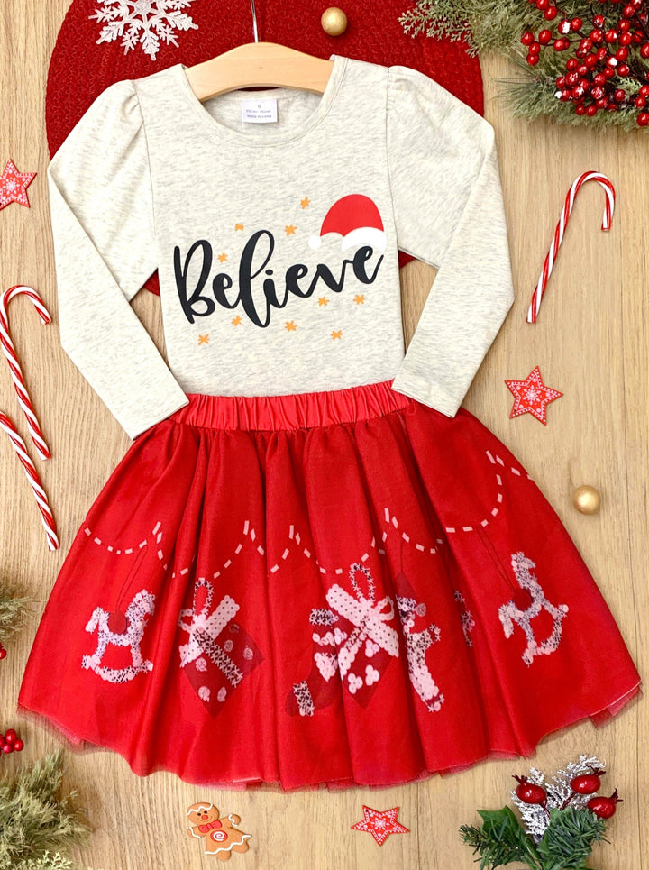 Mia Belle Girls Ruffle Top & Skirt Set | Cute Winter Outfits