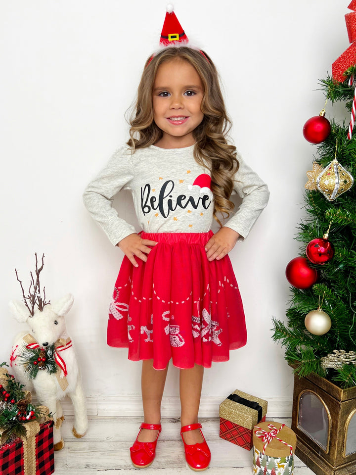 Mia Belle Girls Ruffle Top & Skirt Set | Cute Winter Outfits