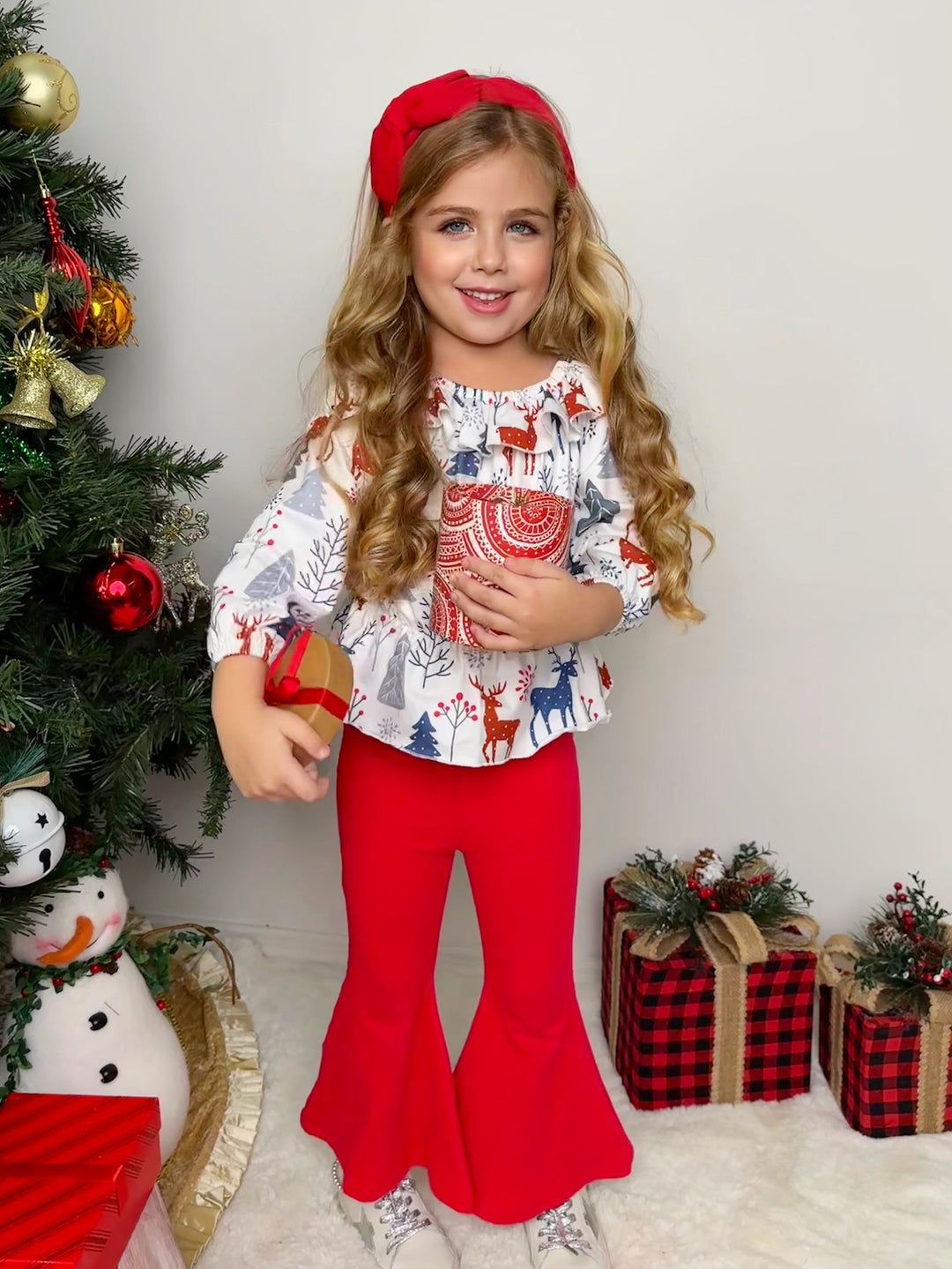 Mia Belle Girls Reindeer Top & Legging Set | Cute Winter Outfits