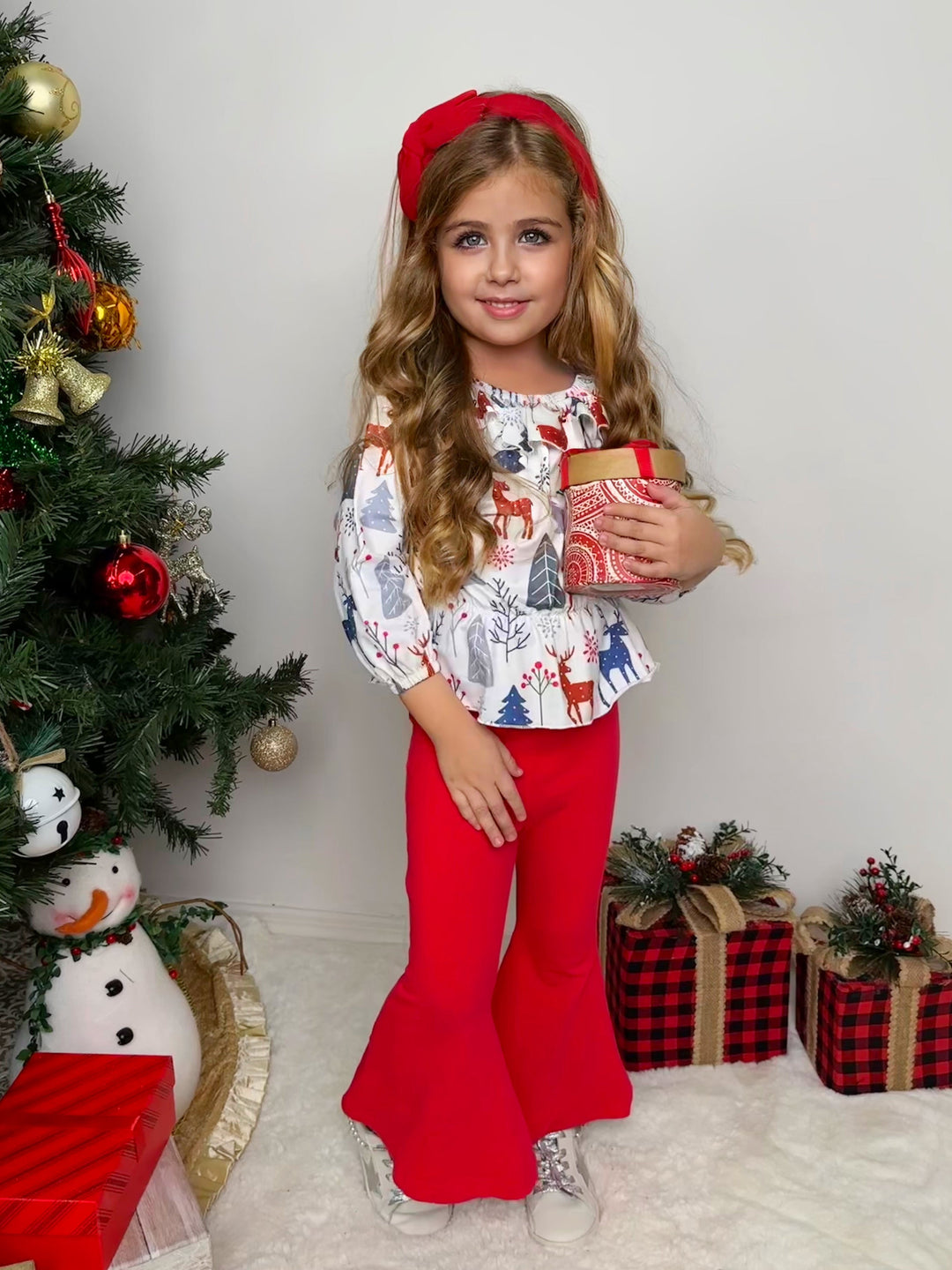 Mia Belle Girls Reindeer Top & Legging Set | Cute Winter Outfits