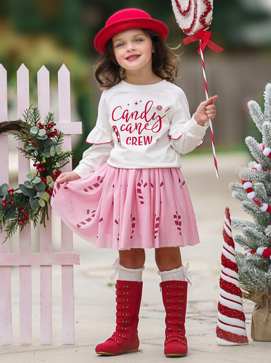 Mia Belle Girls Christmas Tutu Skirt Set | Cute Winter Outfits