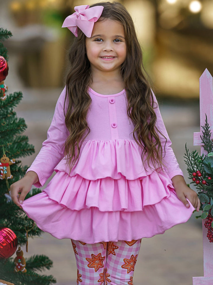 Mia Belle Girls Tiered Ruffle Top & Legging Set | Girls Winter Outfits