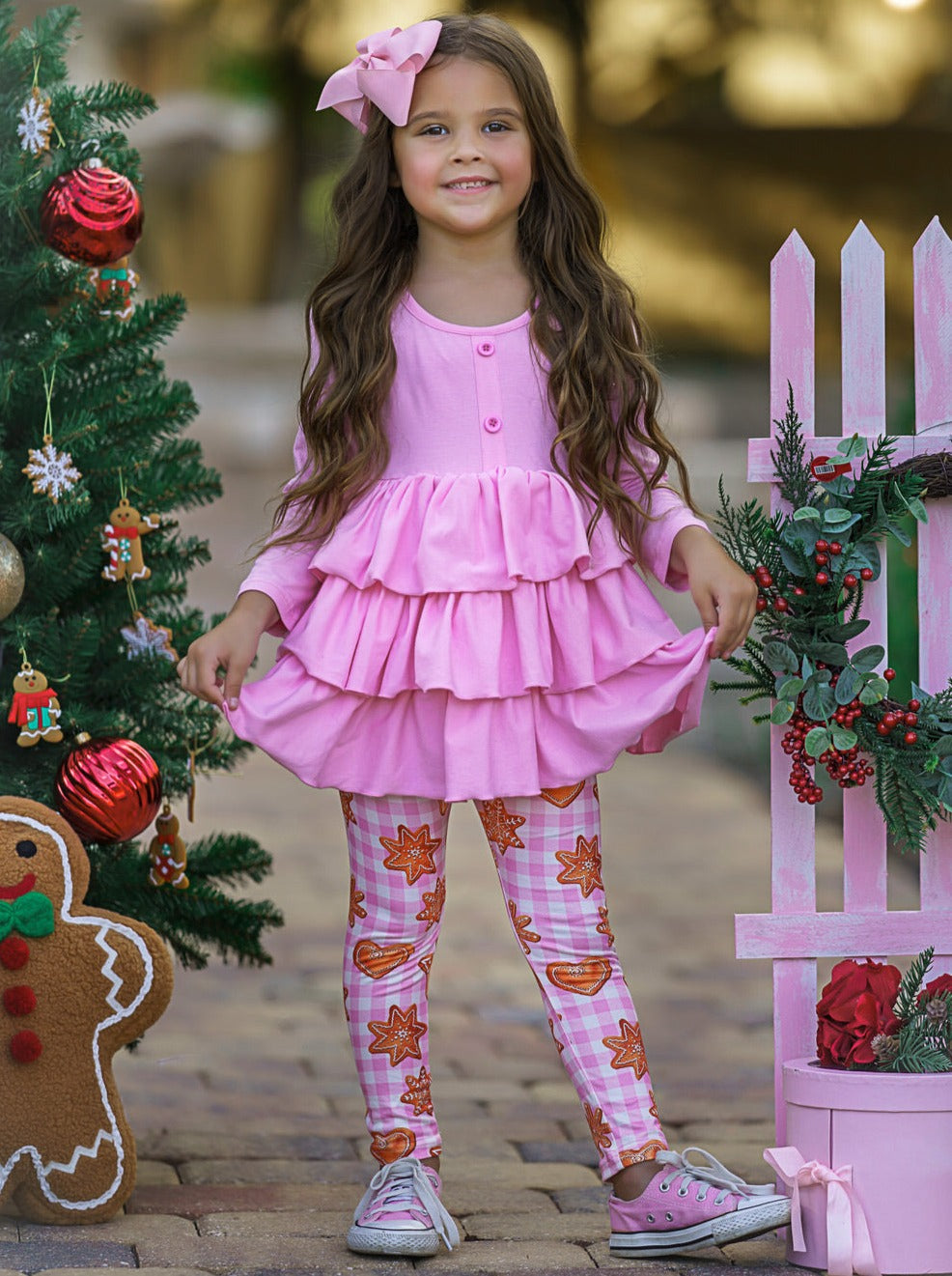 Mia Belle Girls Tiered Ruffle Top & Legging Set | Girls Winter Outfits