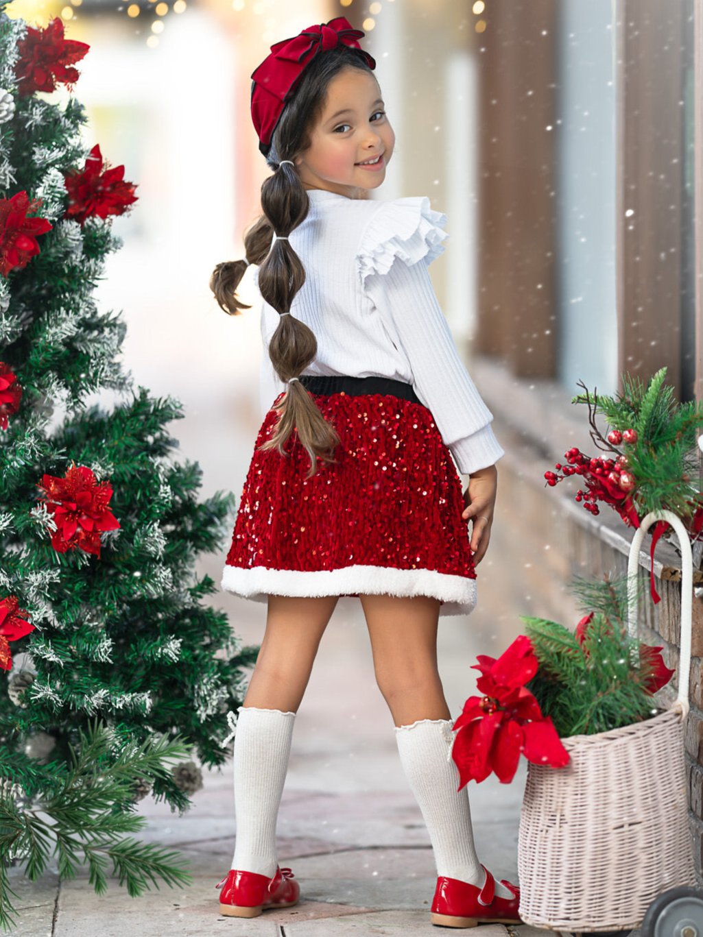 Santa Baby Set mit Rüschenoberteil und Paillettenrock