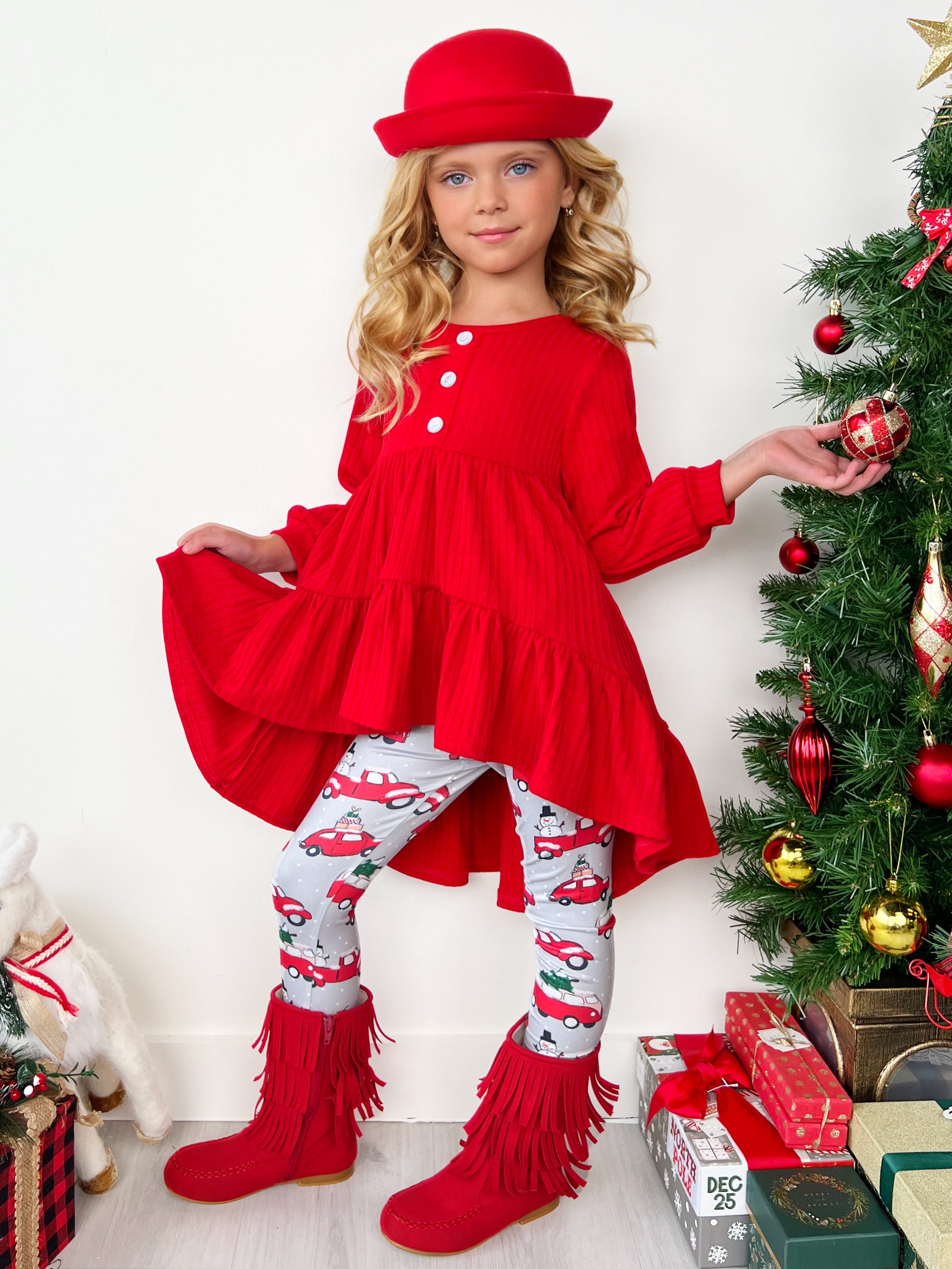Red christmas leggings sales