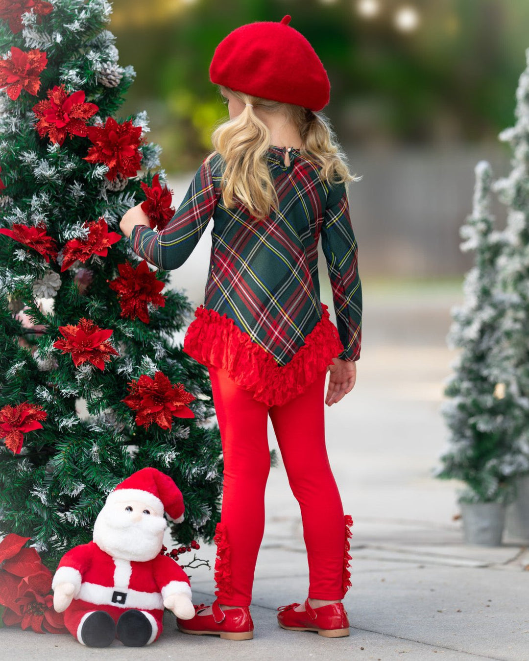 Christmas Plaid Ruffle Tunic and Ruffle Legging Set