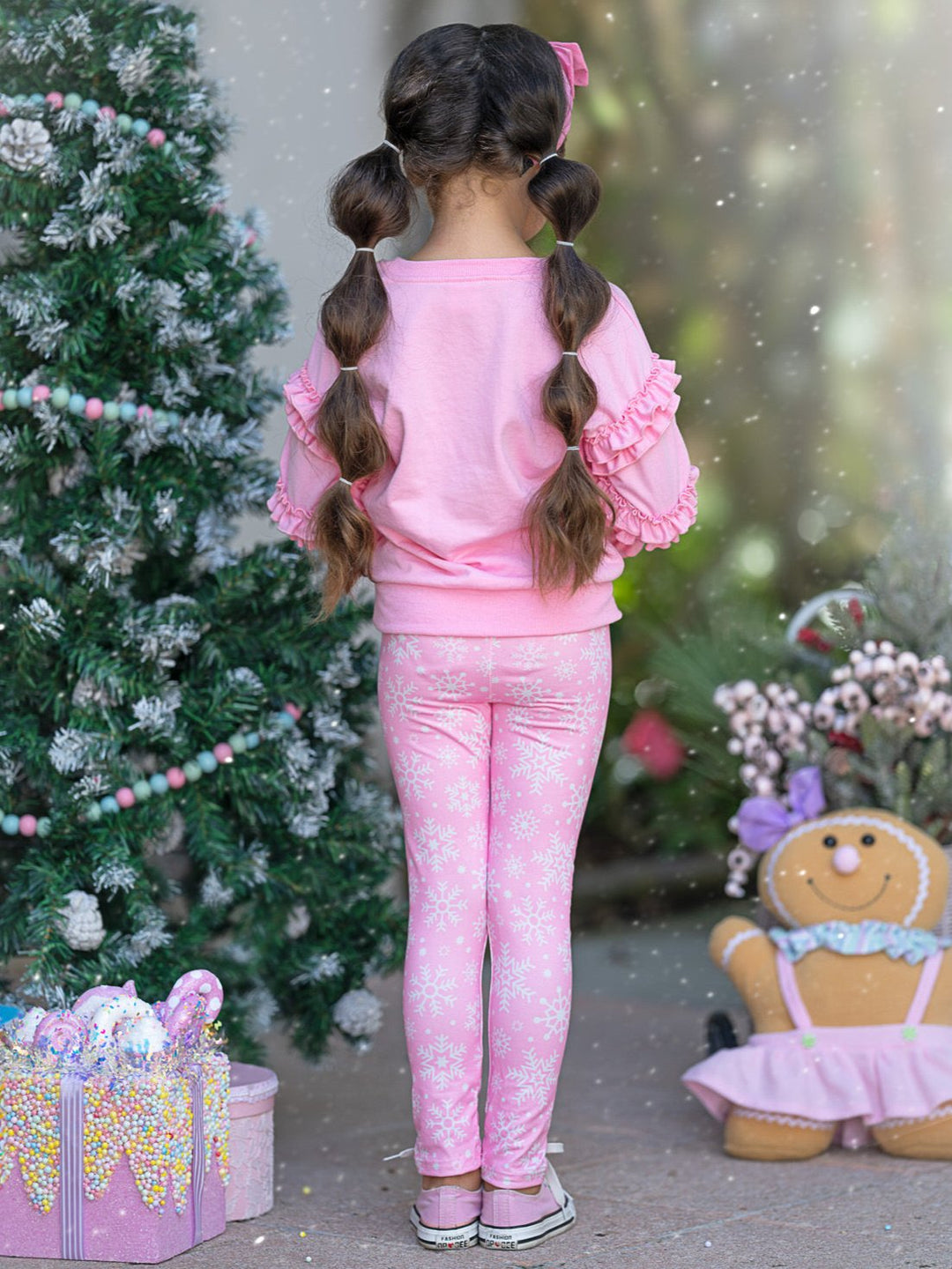 Merry Christmas Ruffle Top and Snowflake Legging Set