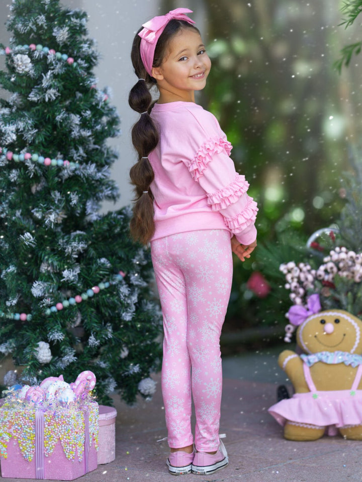 Merry Christmas Ruffle Top and Snowflake Legging Set