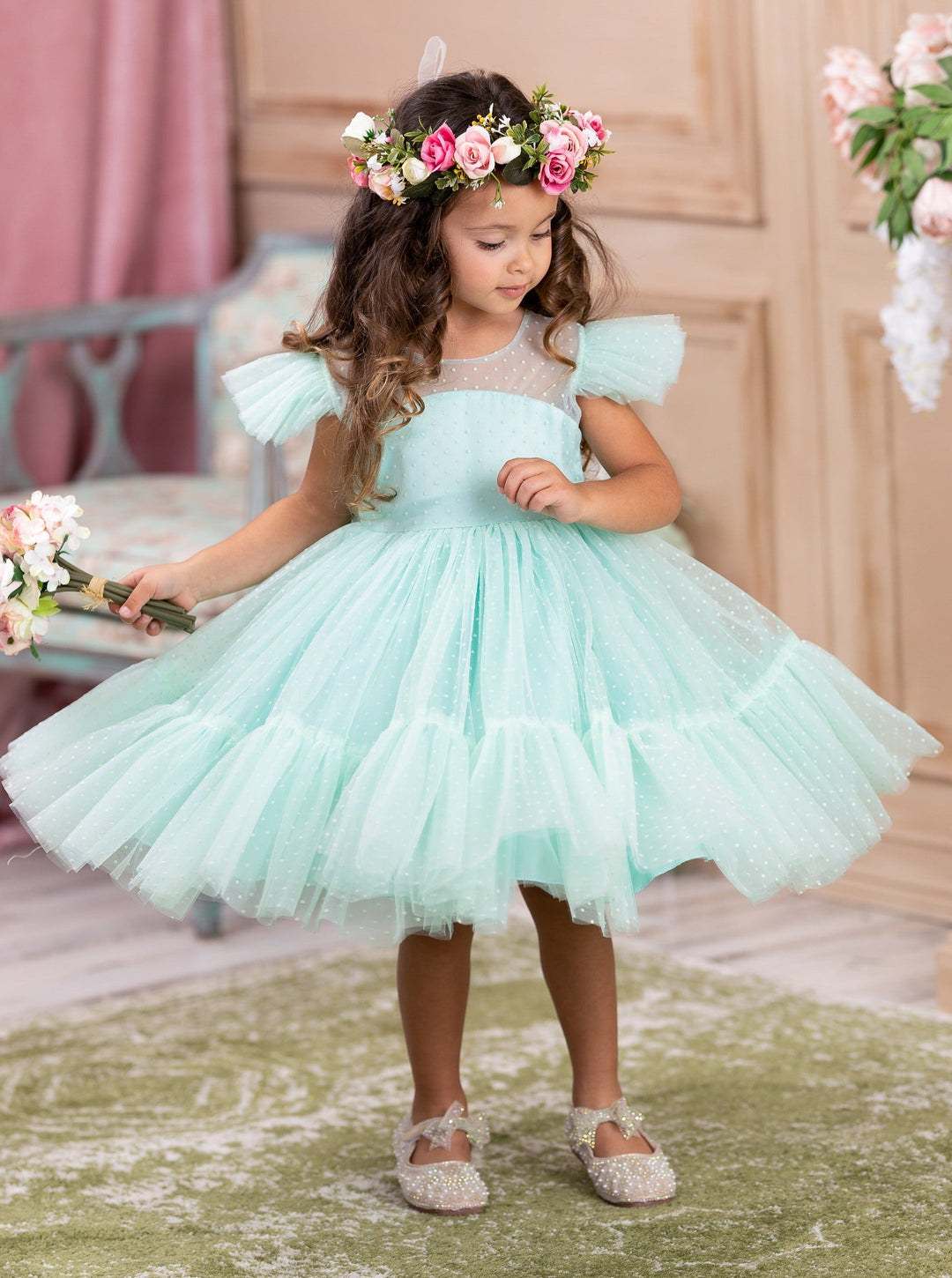 Girls Special Occasion Dress | Frilly Swiss Tulle Princess Dress