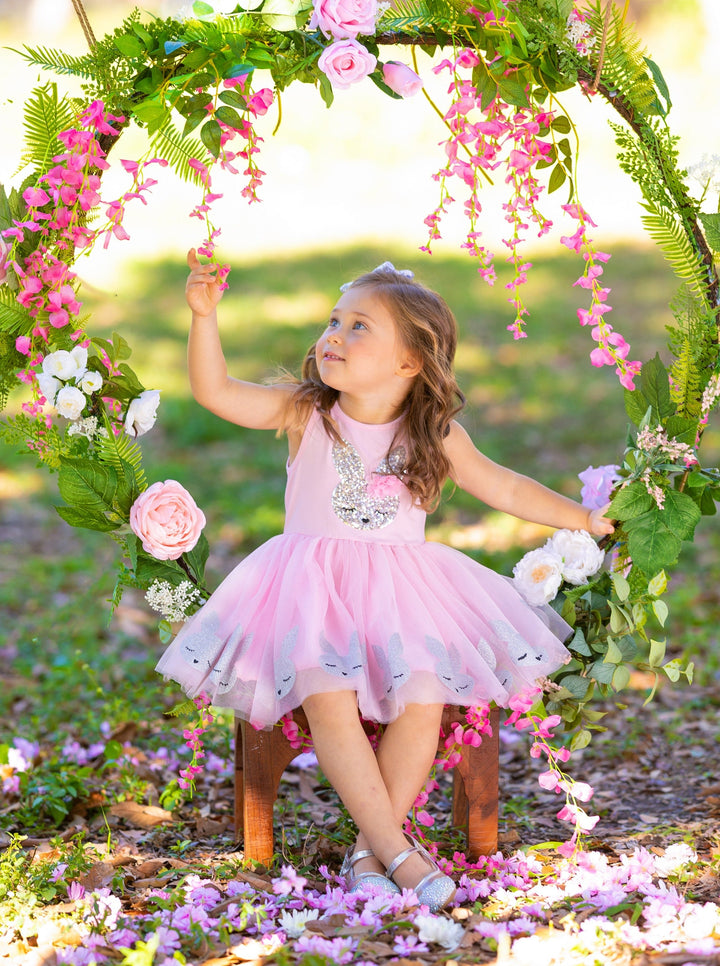 Mia Belle Girls Easter Dresses | Sequin Bunny Pink Tutu Dress