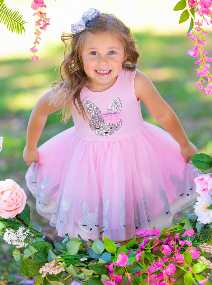 Mia Belle Girls Easter Dresses | Sequin Bunny Pink Tutu Dress