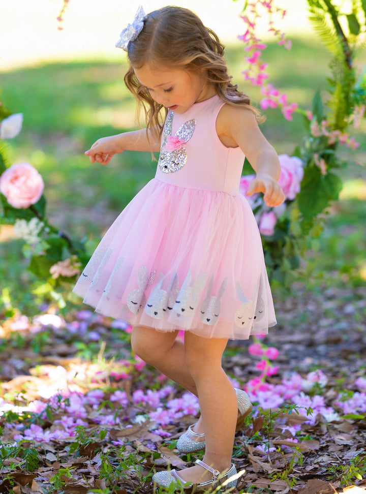 Mia Belle Girls Easter Dresses | Sequin Bunny Pink Tutu Dress