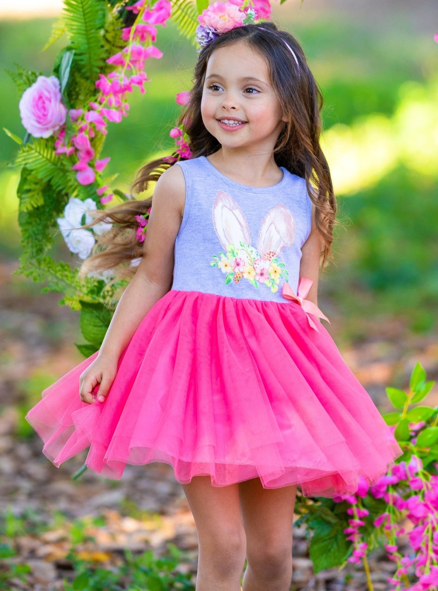 Hello Easter Bunny Sleeveless Tutu Dress Mia Belle Girls