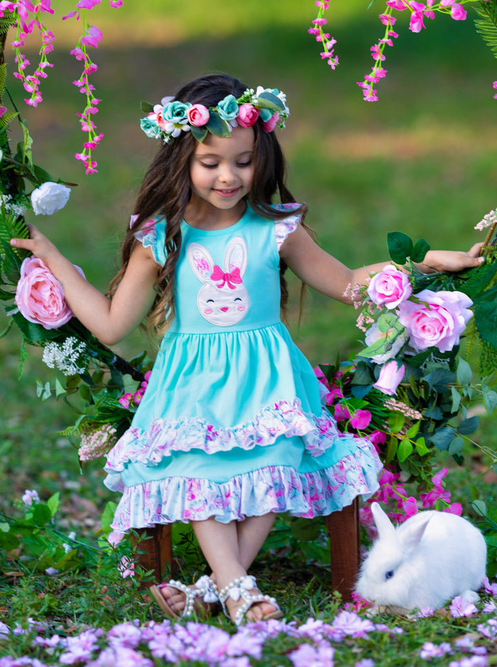 Mia Belle Girls Flutter Sleeve Tiered Ruffle Dress | Easter Dresses