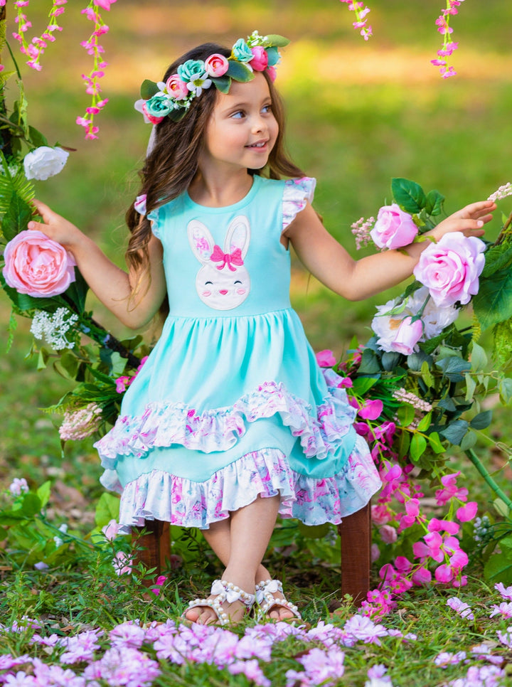 Mia Belle Girls Flutter Sleeve Tiered Ruffle Dress | Easter Dresses