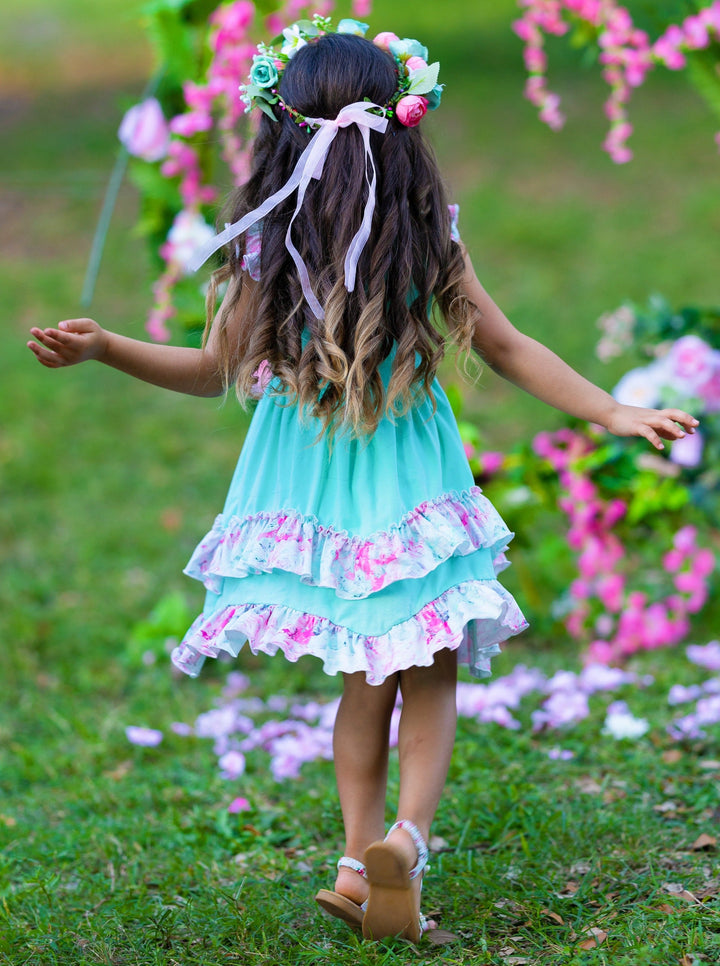 Mia Belle Girls Flutter Sleeve Tiered Ruffle Dress | Easter Dresses