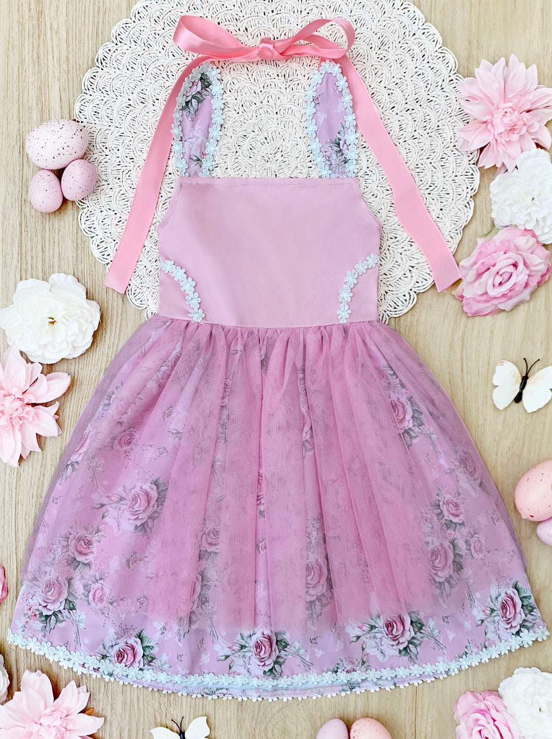 Mia Belle Girls Easter Dresses | Bunny Embroidered Tulle Dress